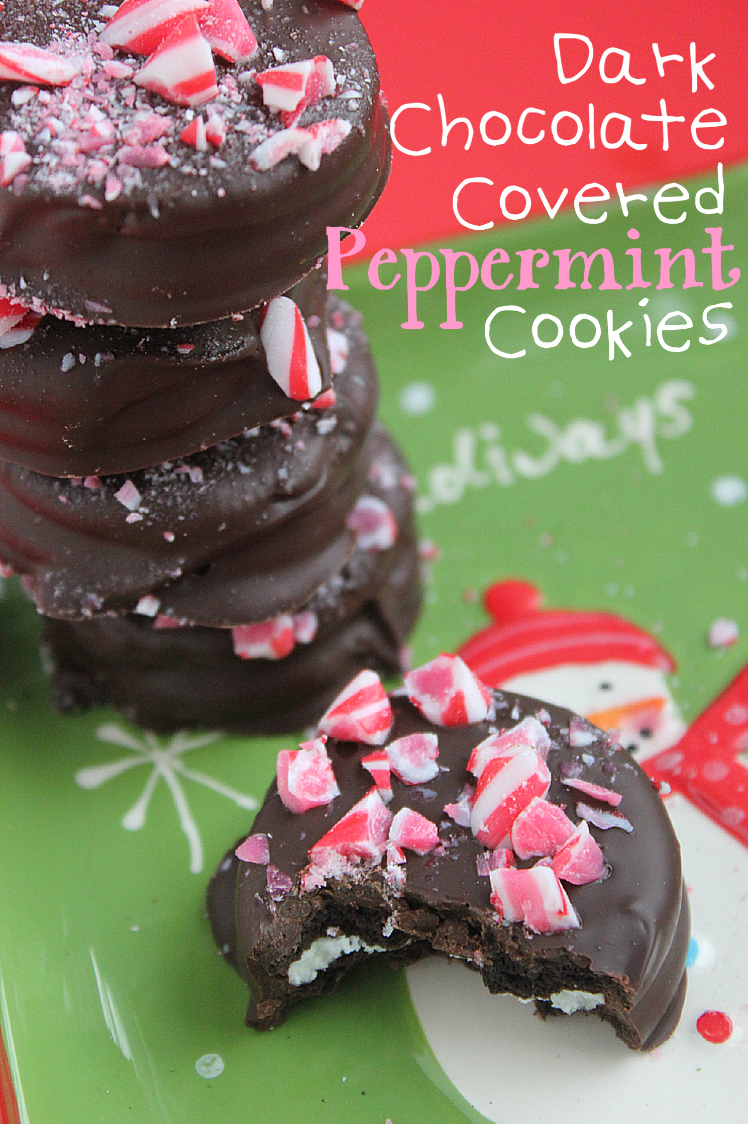 Dark Chocolate Covered Peppermint Cookies