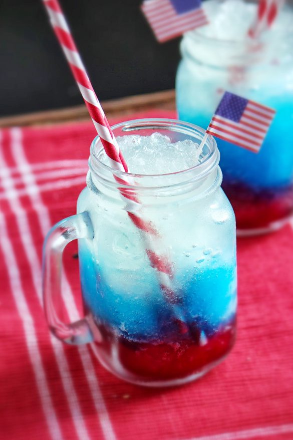 Red, White and Blue Vodka Lemonade Slushies