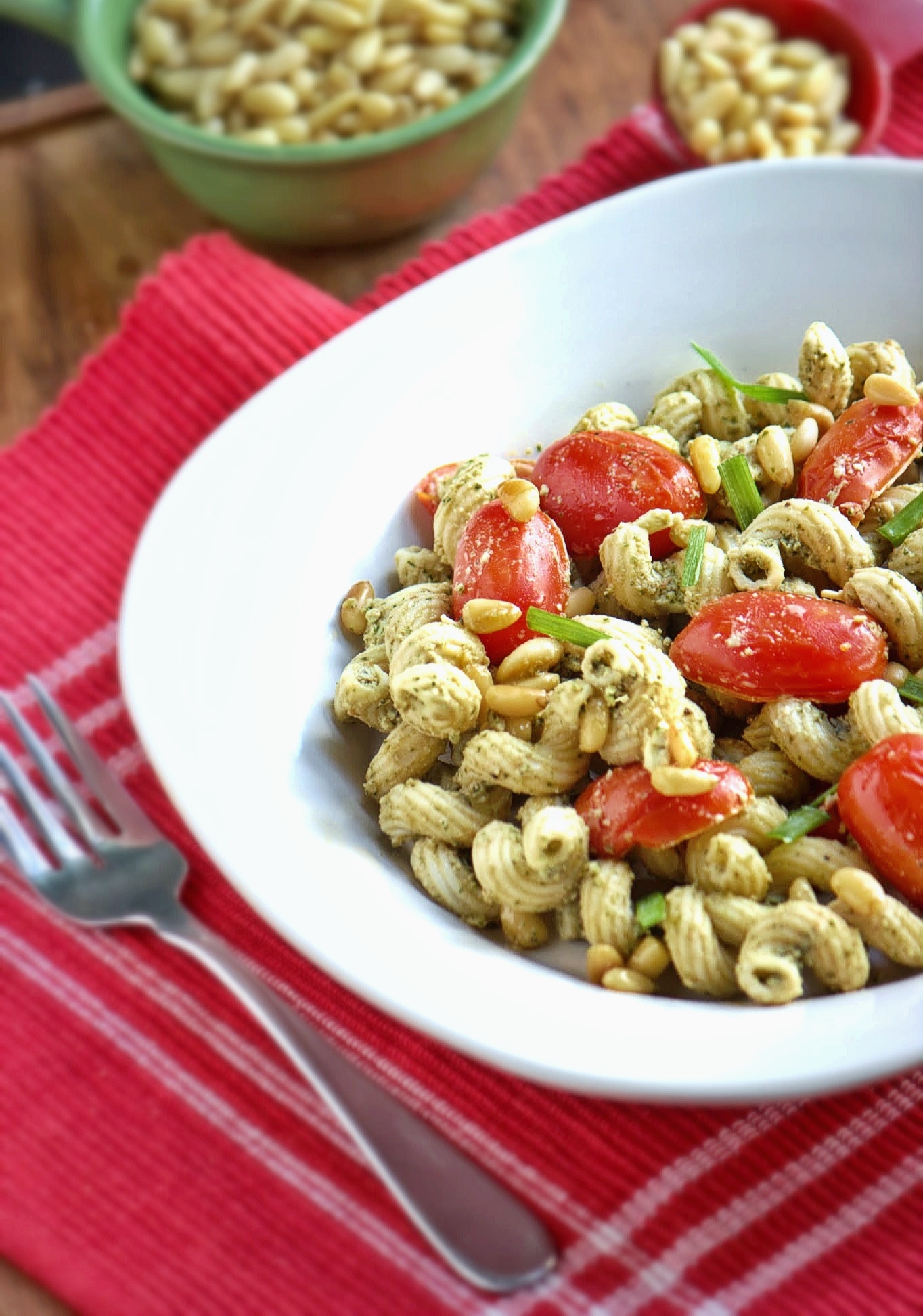 Pesto and Goat Cheese Salad with Roasted Tomatoes