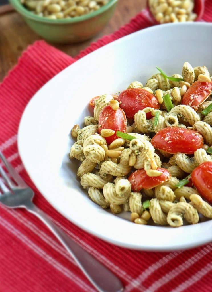 Pesto and Goat Cheese Salad with Roasted Tomatoes