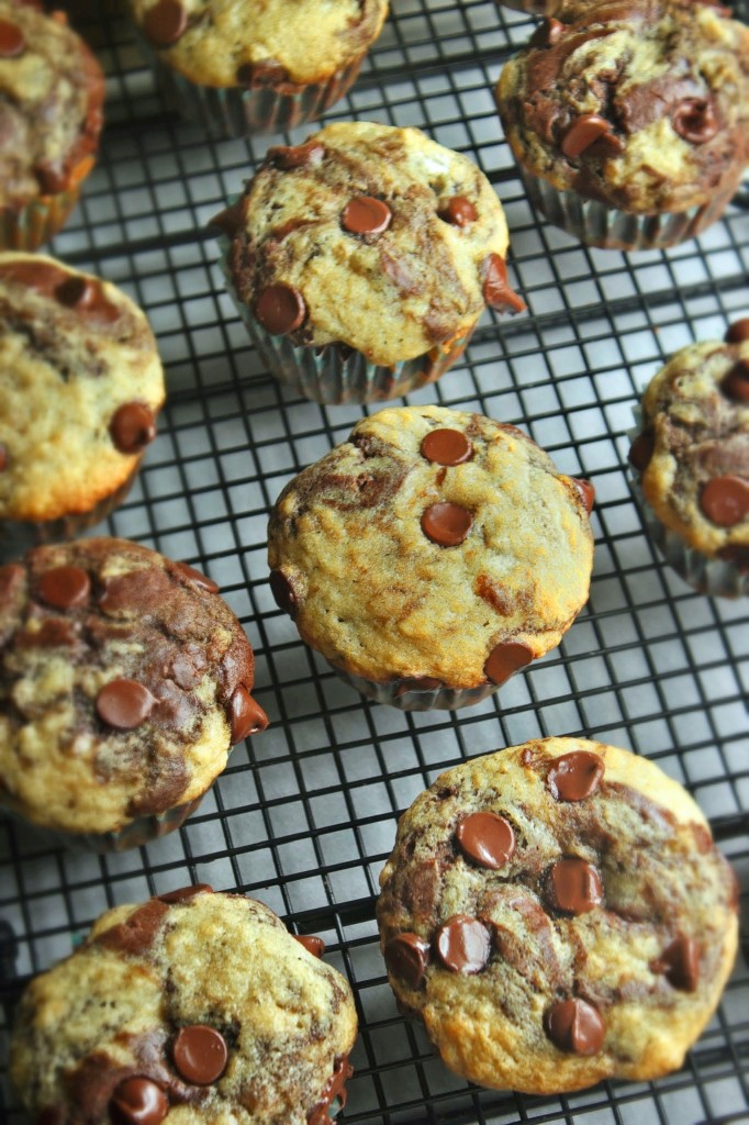 Marble Banana Chocolate Chocolate Chip Muffins