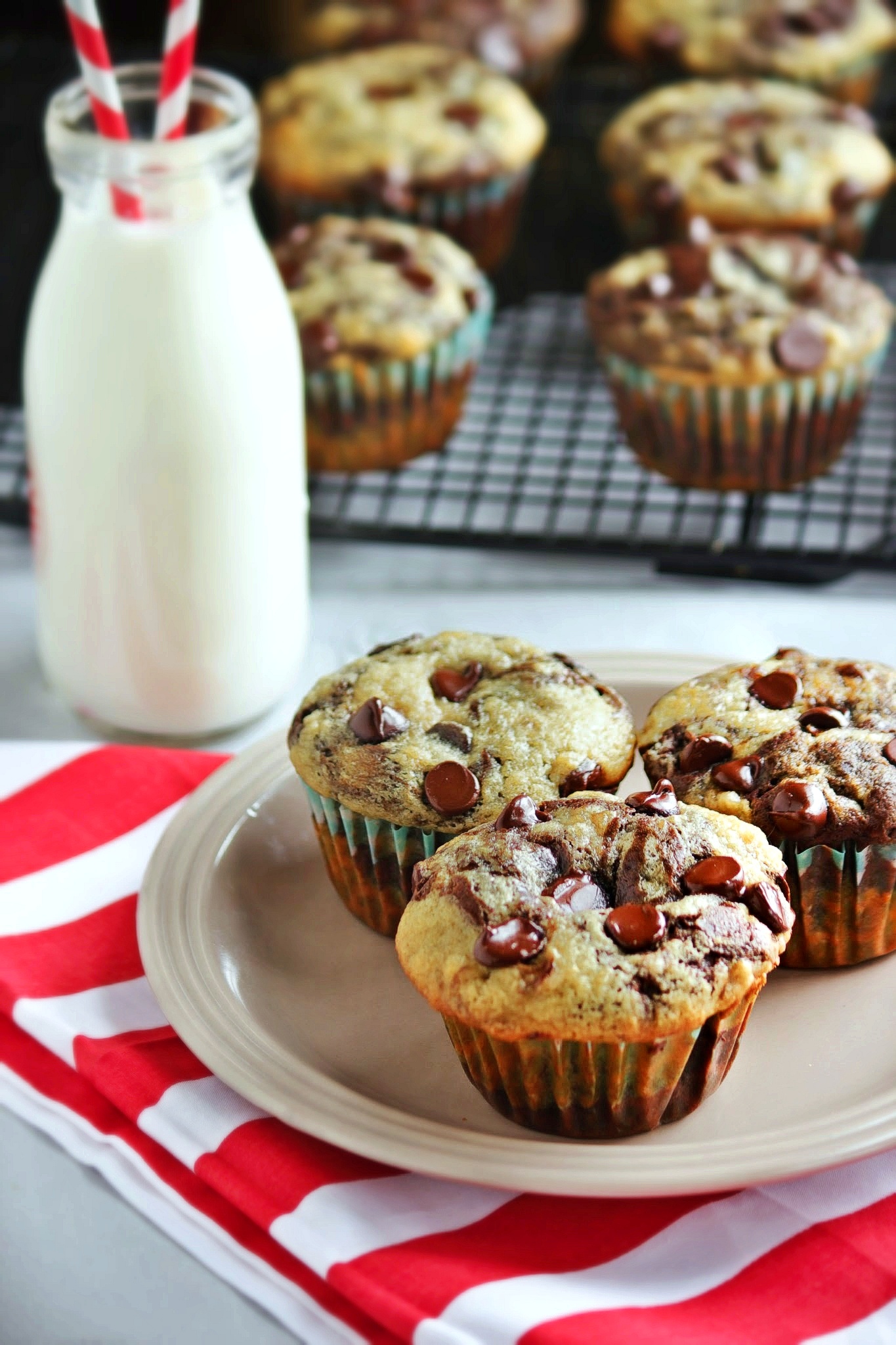 Marble Banana Chocolate Chocolate Chip Muffins