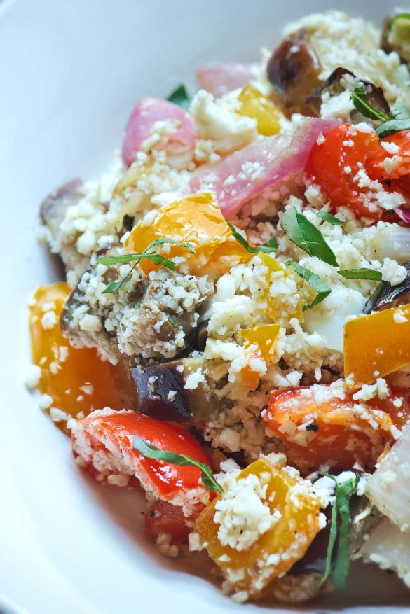 Cauliflower Rice with Lemony Roasted Veggies