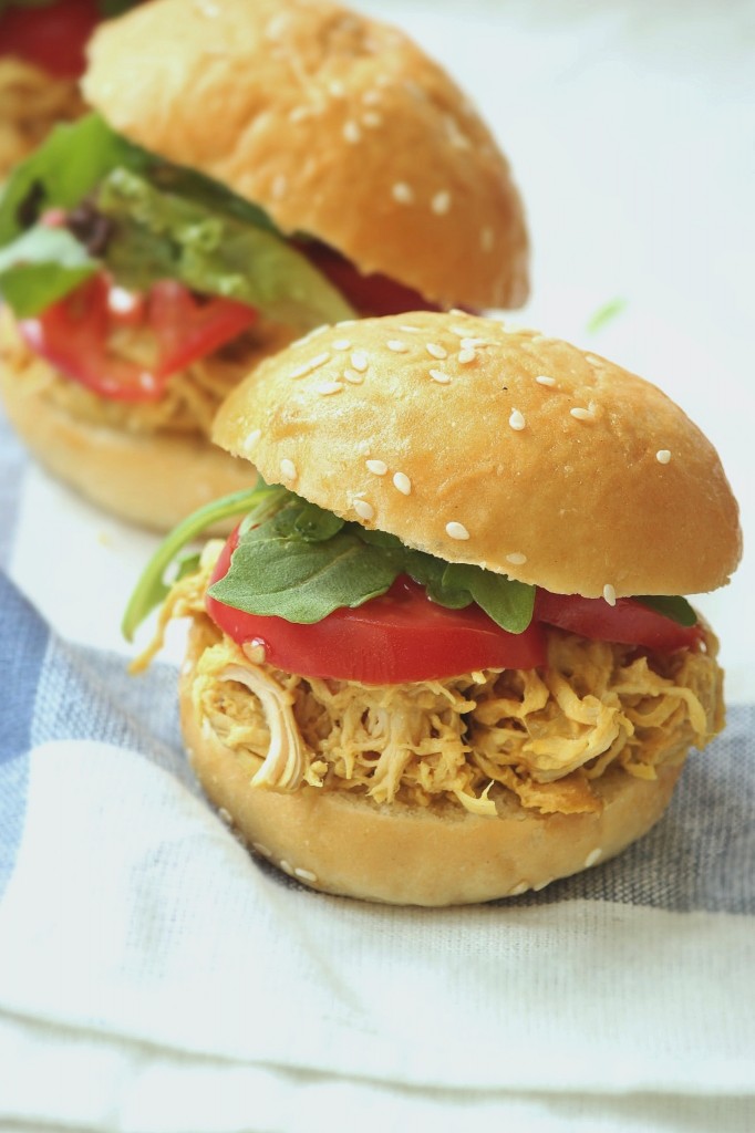 Pulled Honey Mustard Chicken Sliders