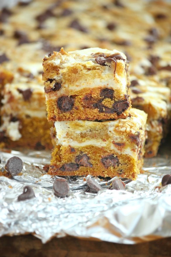 Pumpkin Chocolate Chip Cheesecake Squares