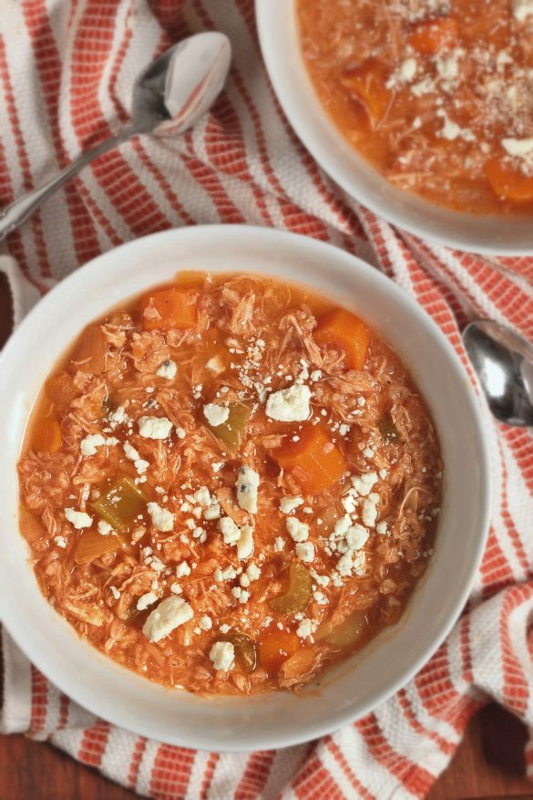 Crockpot Buffalo Chicken and Rice Soup