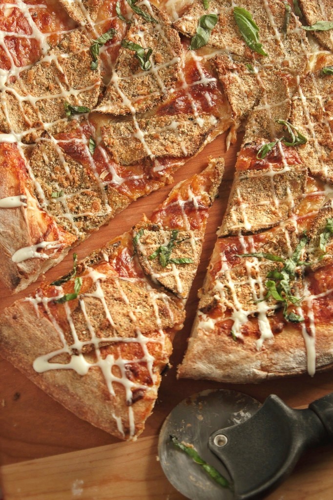 Baked Eggplant Pizza with Parmesan Cheese Drizzle