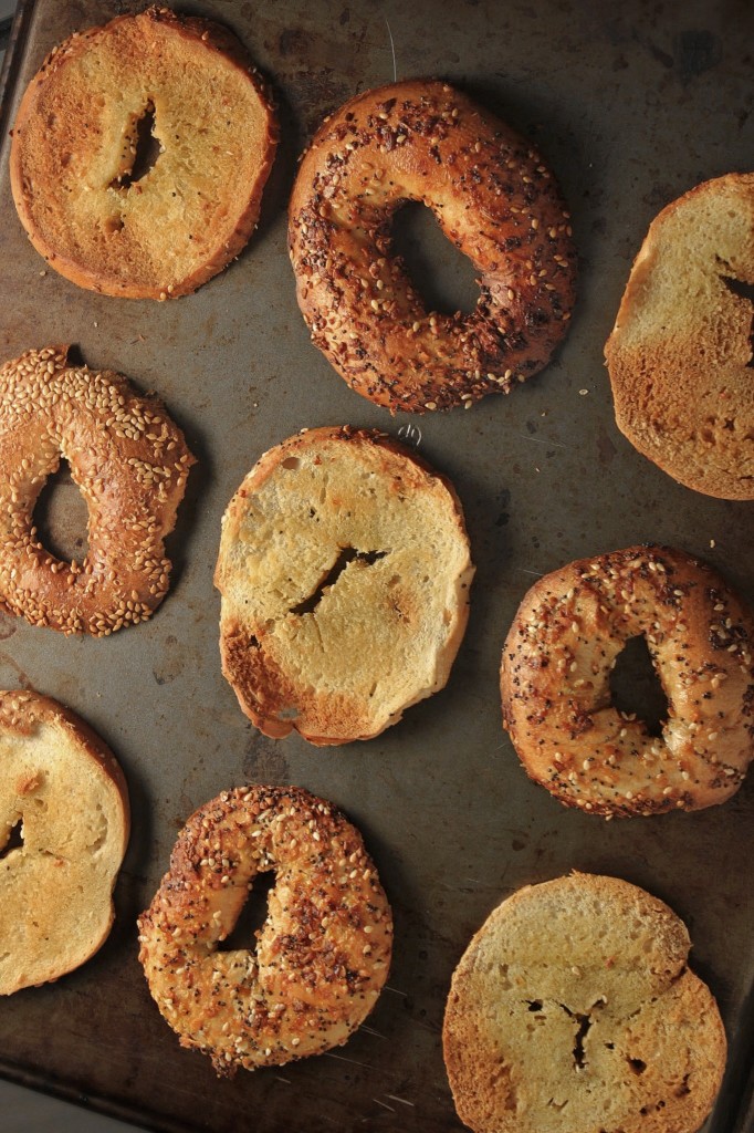 Whipped Garlic & Chive Goat Cheese with Homemade Bagel Chips