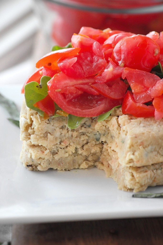 White Bean Pesto Burgers with Bruschetta