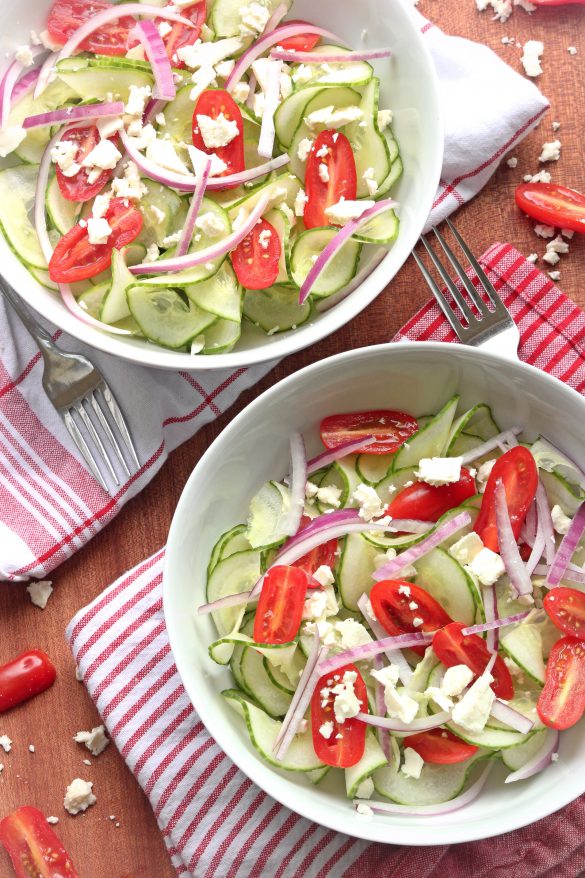 Greek Salad with Spiralized Cucumber Noodles