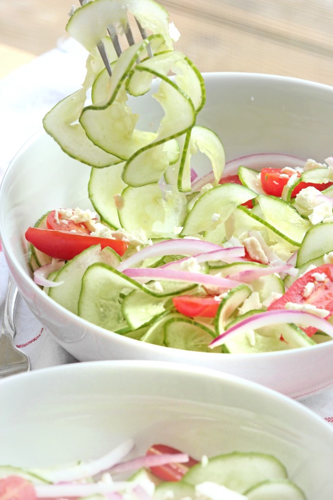 Greek Salad with Spiralized Cucumber Noodles