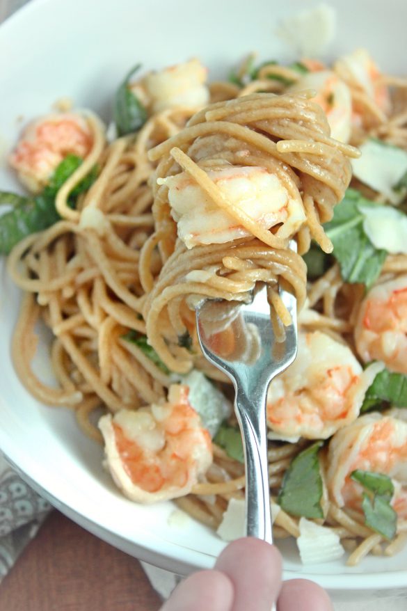 One Pot Garlicky Shrimp Pasta