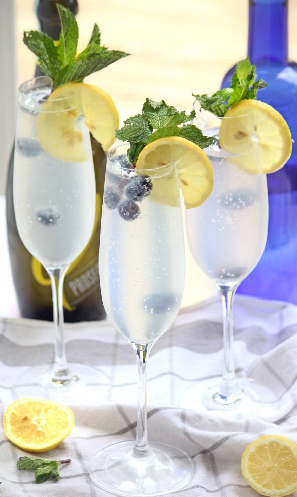 Blueberry Prosecconade, a refreshing mix of blueberry vodka, lemonade and prosecco - perfect for summer!