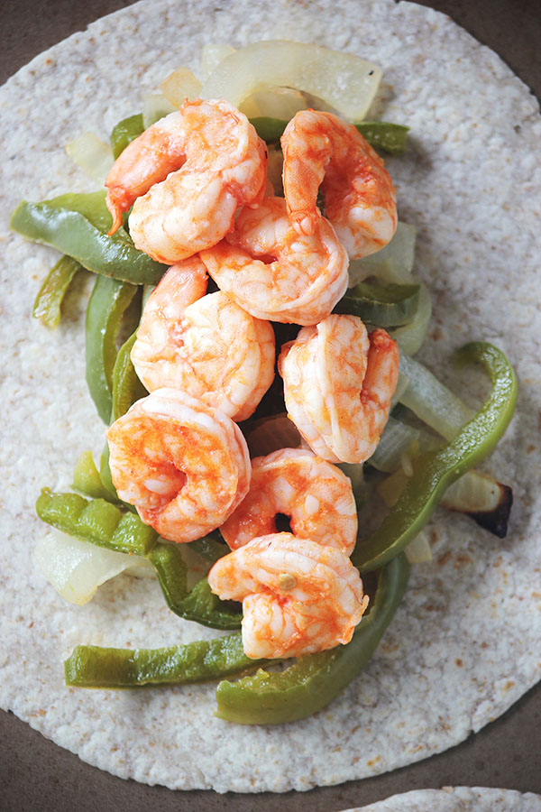 One Sheet Buffalo Shrimp Fajitas | And They Cooked Happily Ever After