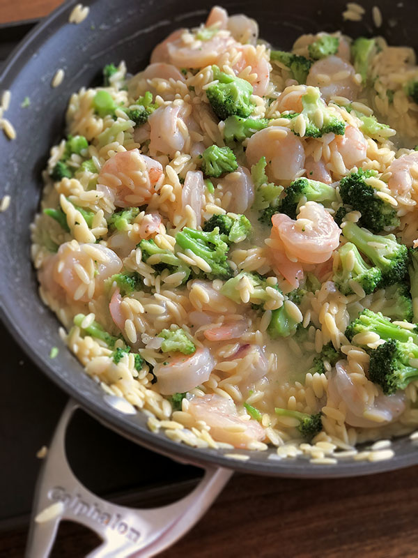 One Pot Lemony Shrimp Orzo with Broccoli | And They Cooked Happily Ever After