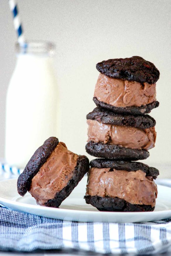 No Churn Brownie Ice Cream Sandwiches