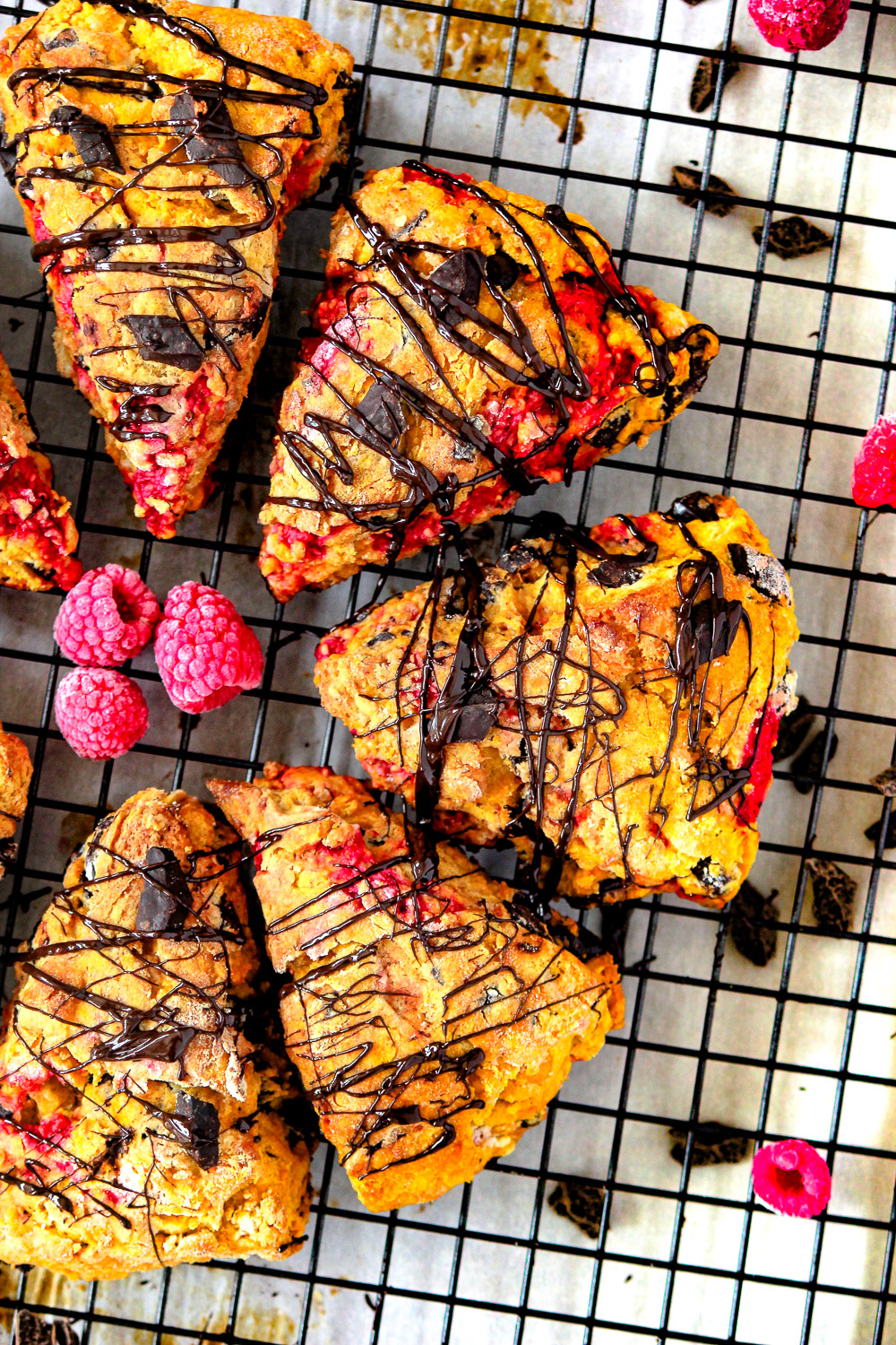 Pumpkin Chocolate Chunk Raspberry Scones