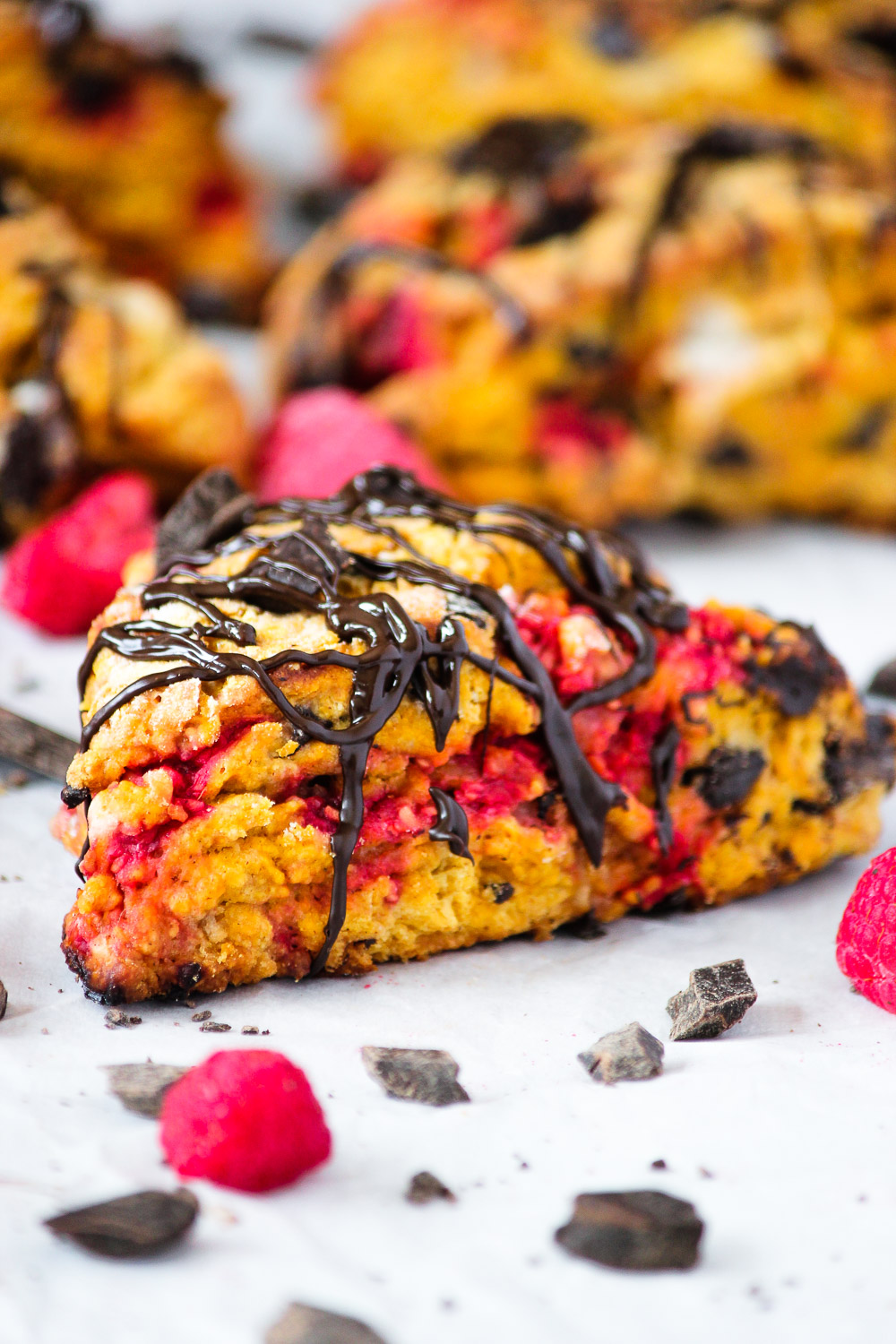 Pumpkin Chocolate Chunk Raspberry Scones